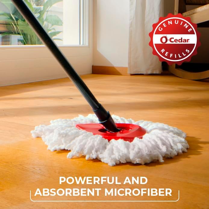 O - Cedar Easywring Microfiber Spin Mop & Bucket Floor Cleaning System with 1 Extra Refill - Fredblissful
