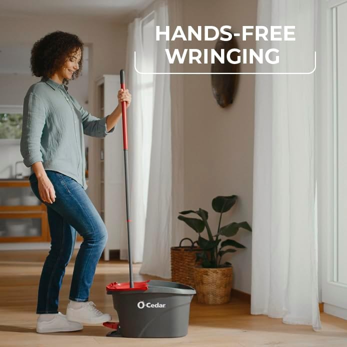 O - Cedar Easywring Microfiber Spin Mop & Bucket Floor Cleaning System with 1 Extra Refill - Fredblissful