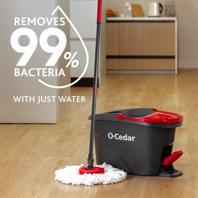 O - Cedar Easywring Microfiber Spin Mop & Bucket Floor Cleaning System with 1 Extra Refill - Fredblissful
