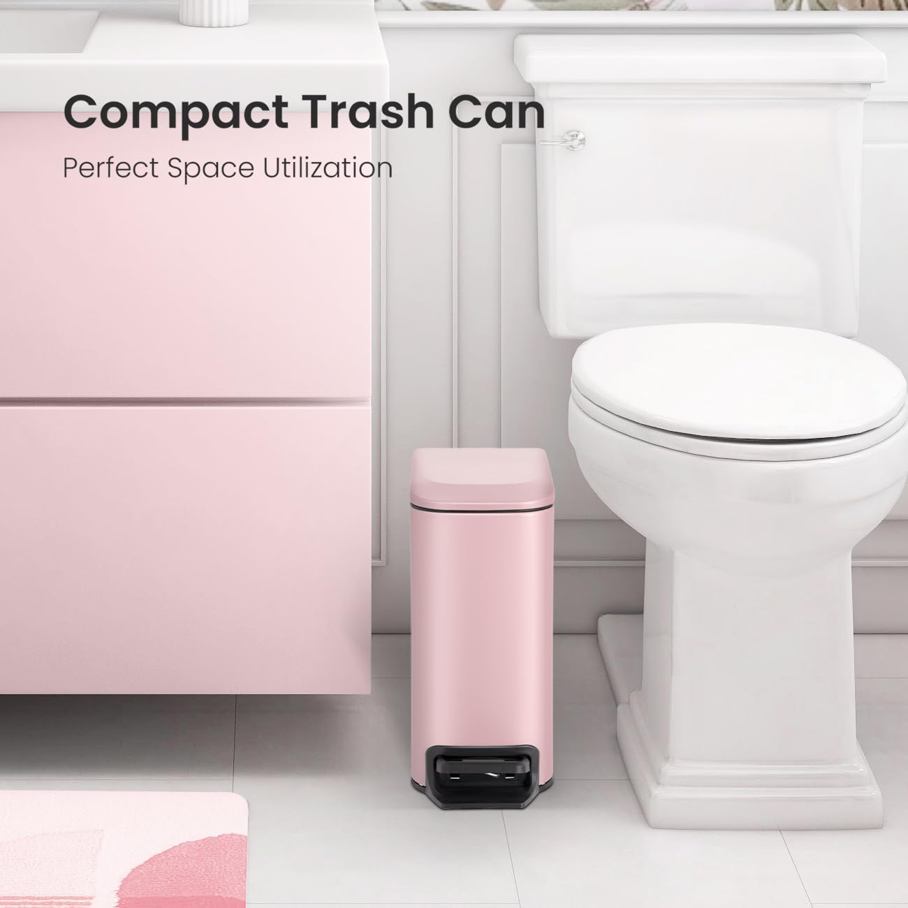 Cesun Small Bathroom Trash Can with Lid Soft Close - Fredblissful