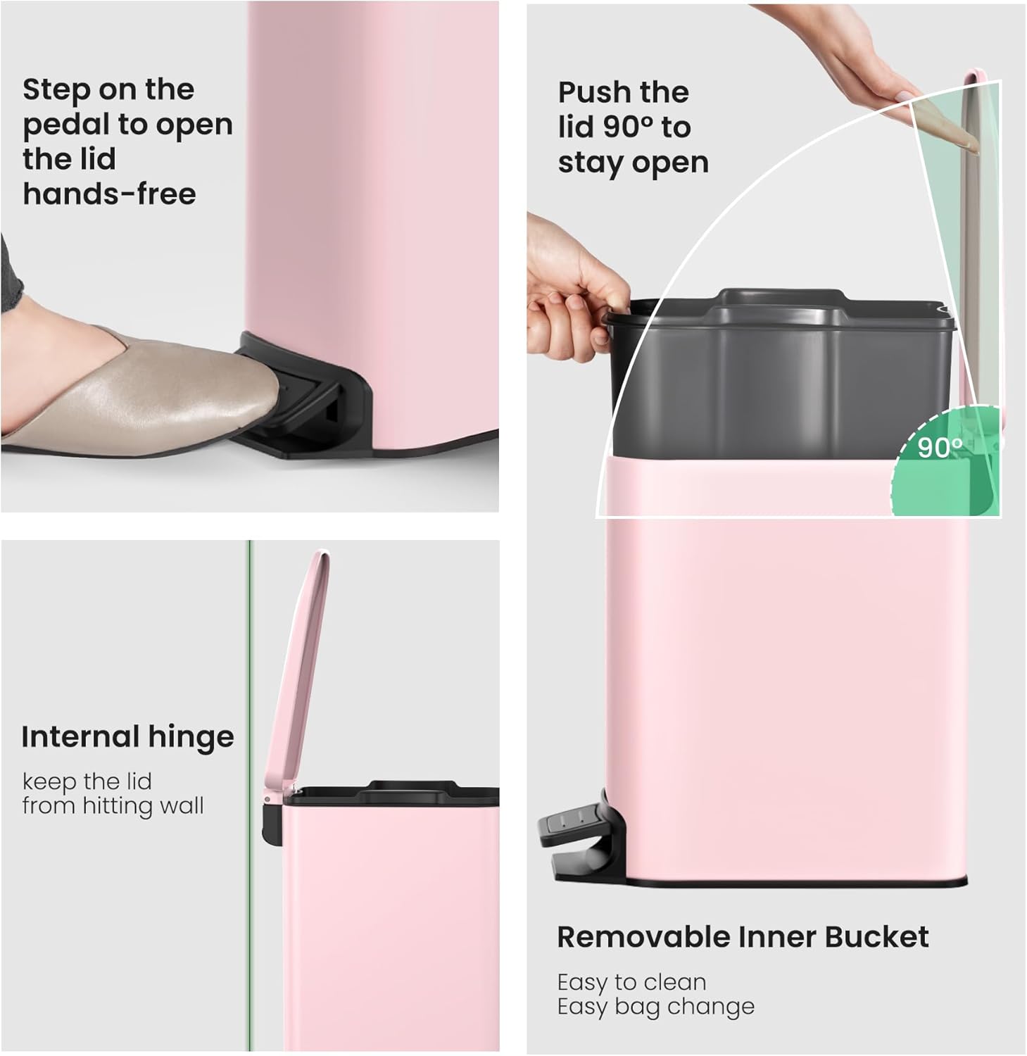 Cesun Small Bathroom Trash Can with Lid Soft Close - Fredblissful