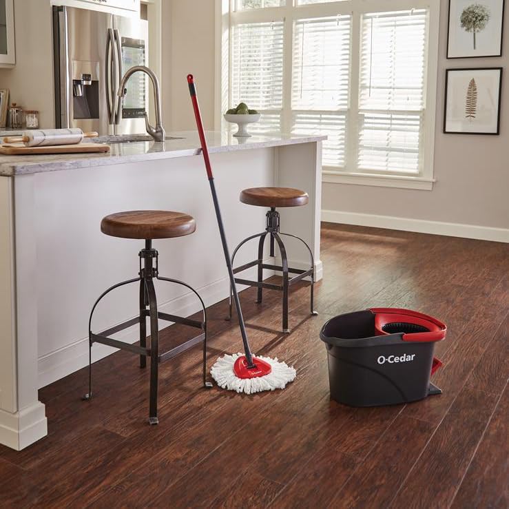 O - Cedar Easywring Microfiber Spin Mop & Bucket Floor Cleaning System with 1 Extra Refill - Fredblissful