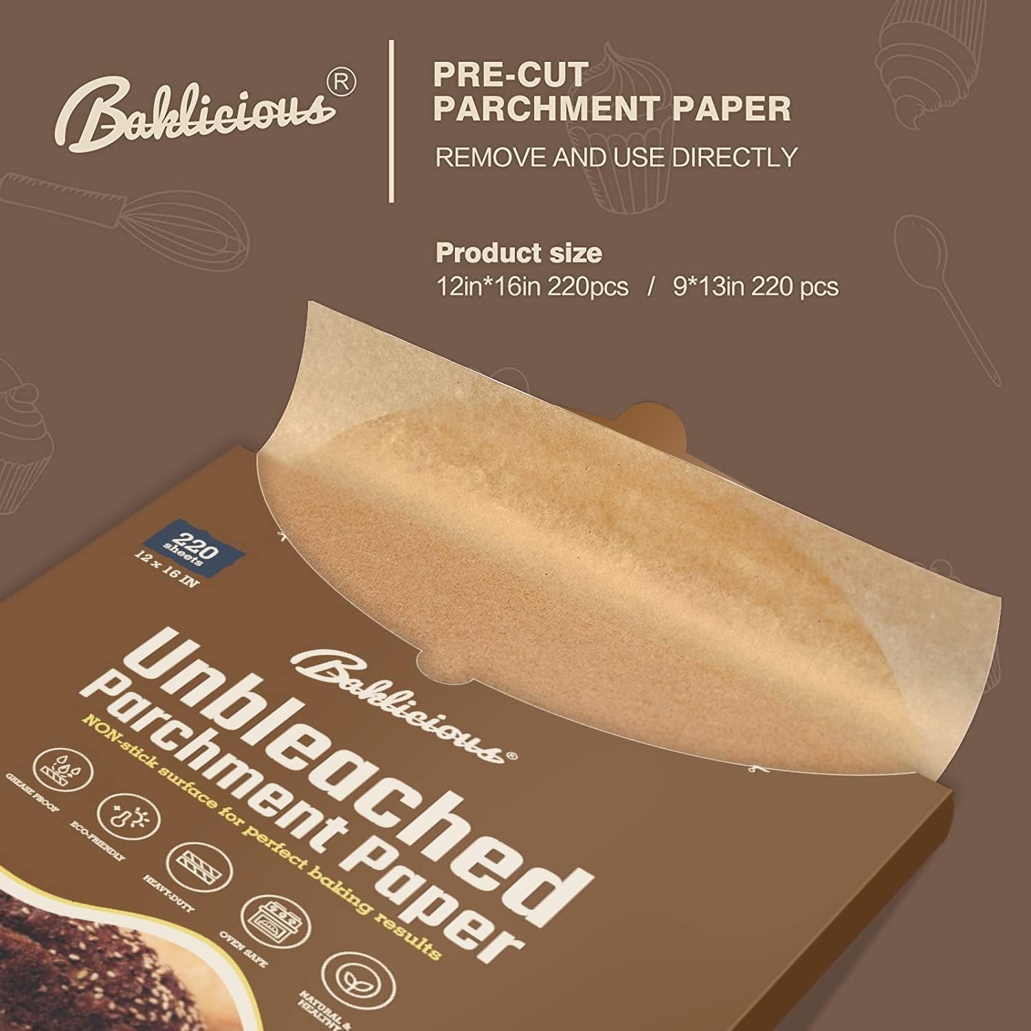 220 Pcs Unbleached Parchment Paper Baking Sheets - Fredblissful