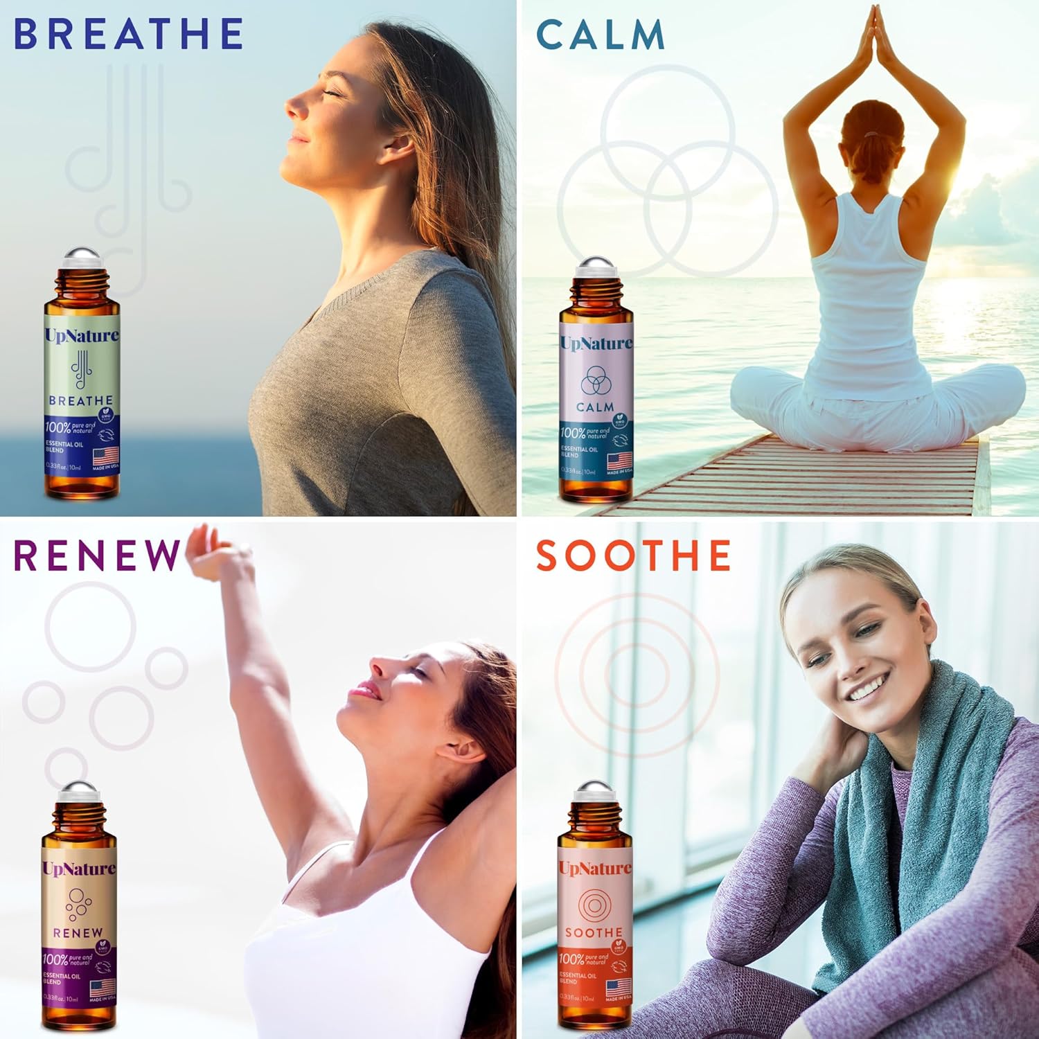 UpNature Essential Oils Roll On Set (Pack of 4) - Fredblissful