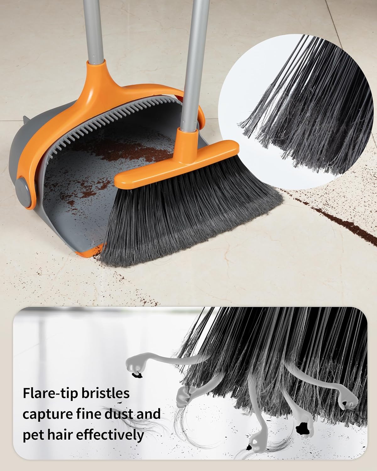 MR.SIGA Broom and Dustpan Set with Long Handle - Fredblissful