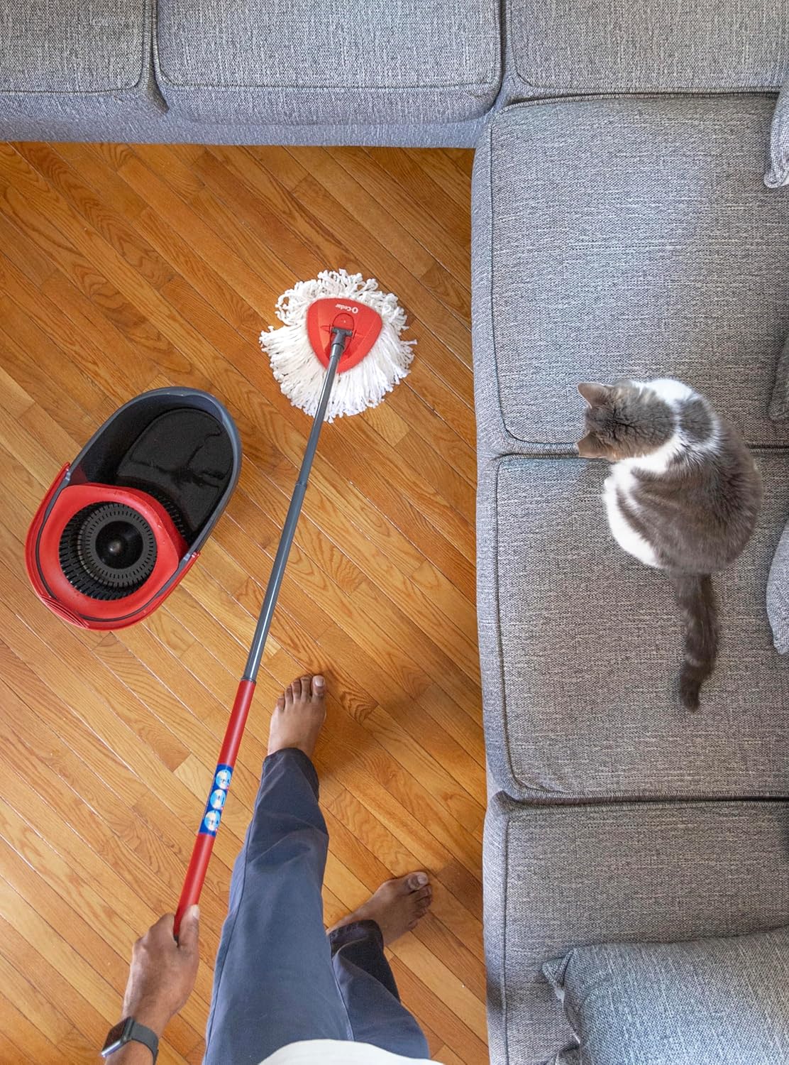 O - Cedar Easywring Microfiber Spin Mop & Bucket Floor Cleaning System with 1 Extra Refill - Fredblissful