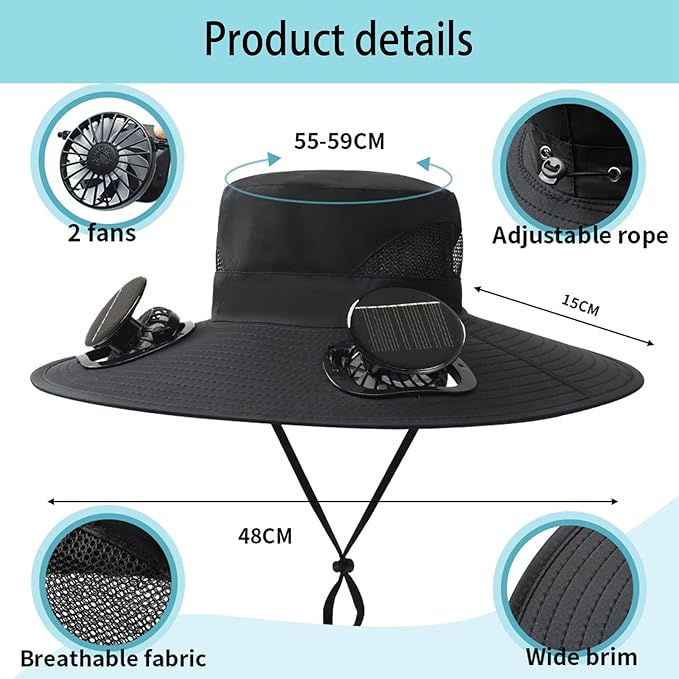 Hat with Fans Solar Power - Fredblissful