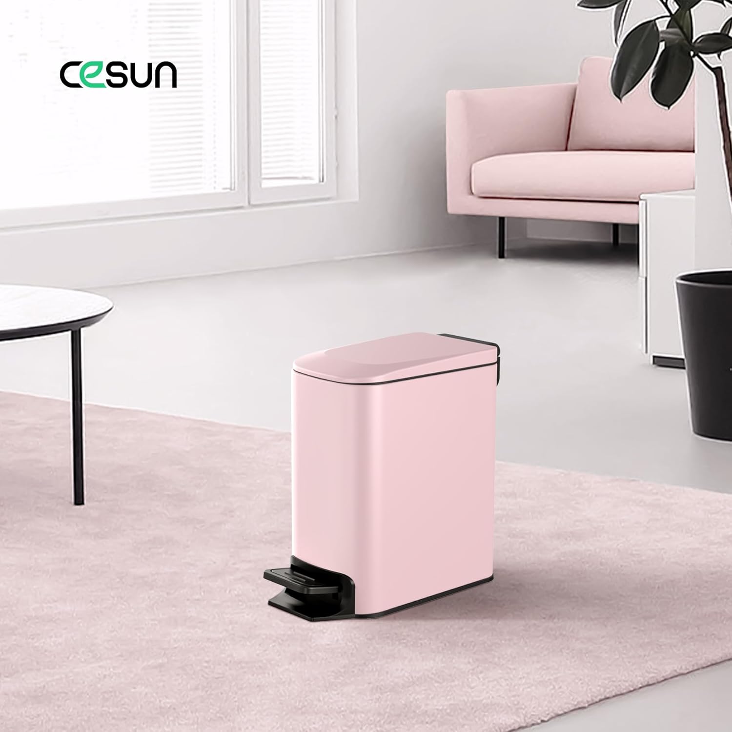 Cesun Small Bathroom Trash Can with Lid Soft Close - Fredblissful